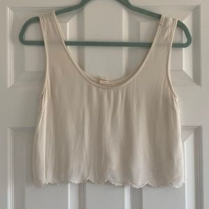 LA hearts Cream Flowy Scoop Bottom Crop Top